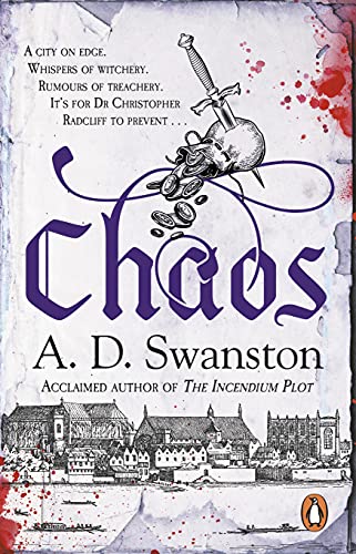 Book cover: “Chaos” by A.D. Swanston, featuring a skull, sword, and coins.