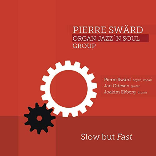 CD cover for Pierre Swärd’s “Organ Jazz’n Soul” with gears illustration.