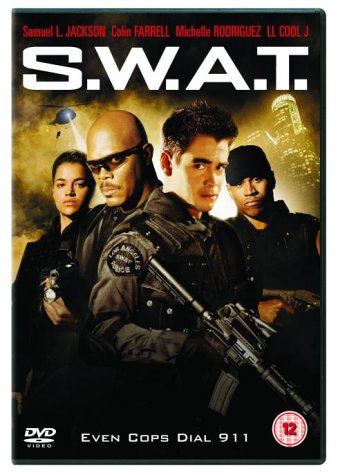 “S.W.A.T.” DVD cover featuring Samuel L. Jackson, Colin Farrell, and others.