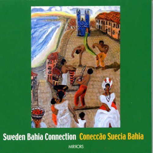 CD cover depicting figures performing Capoeira in a coastal Brazilian town.