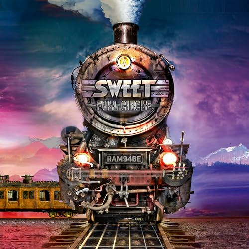 CD cover featuring a vintage steam train against a colorful sky.
