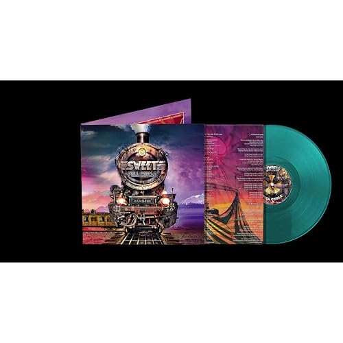 Sweet - Full Circle" petrol-colored vinyl record and album cover with a train.