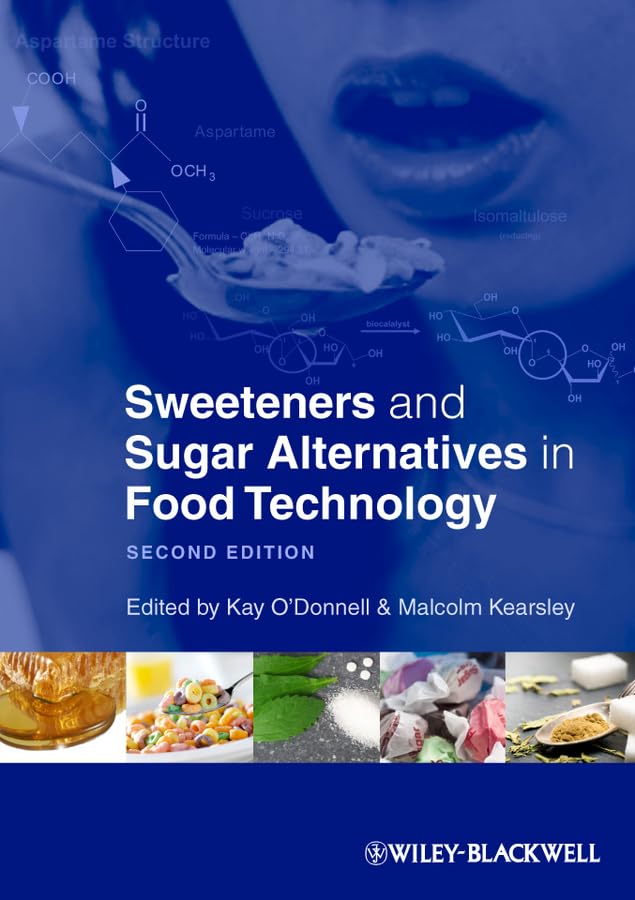 Book cover displaying sweetener chemical structures and food images.