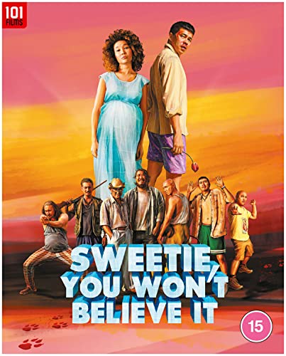 Blu-ray cover for "Sweetie, You Won't Believe It" featuring a diverse group.