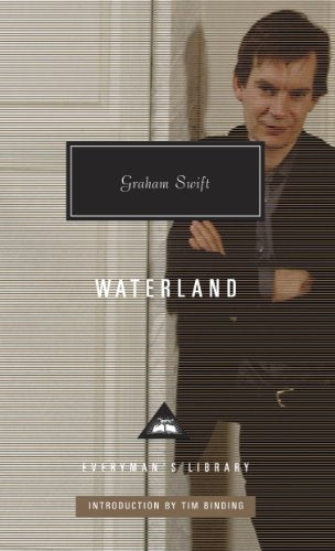 Book cover for "Waterland" by Graham Swift, featuring a man’s portrait.