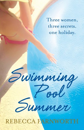 Book cover: woman by a bright blue swimming pool, title “Swimming Pool Summer”.