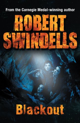 Book cover: children illuminated by a flashlight in a dark cave.