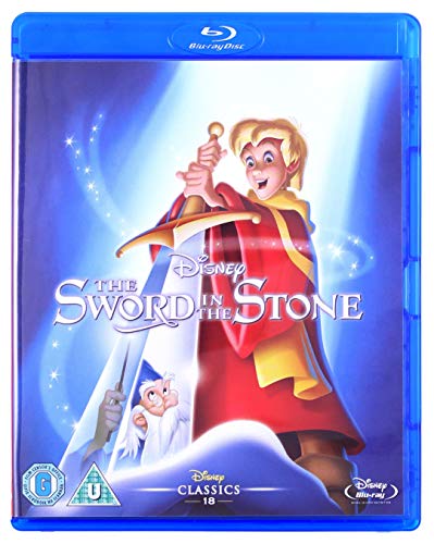 The Sword in the Stone" Blu-ray cover featuring Wart pulling the sword.