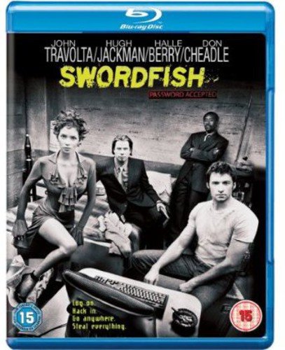 “Swordfish” Blu-ray cover featuring John Travolta, Halle Berry, and Hugh Jackman.