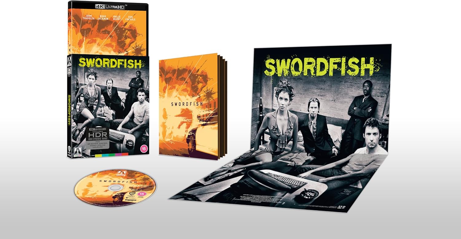 “Swordfish” 4K Blu-ray case with film still of Hugh Jackman and Halle Berry.