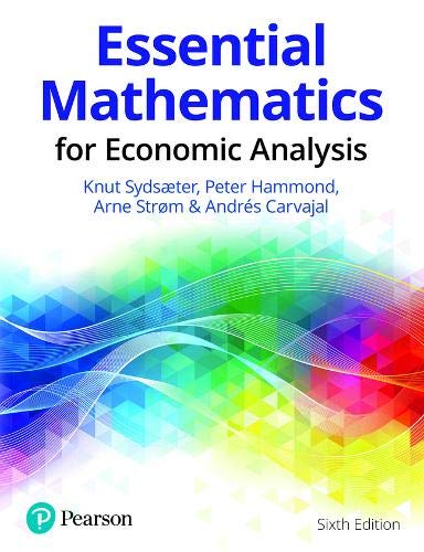 Textbook cover: "Essential Mathematics for Economic Analysis," sixth edition.