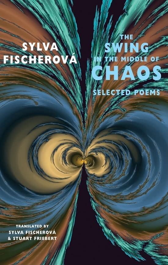 Book cover: “The Swing in the Middle of Chaos” with swirling abstract art.