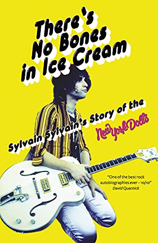 Book cover featuring Sylvain Sylvain holding a white electric guitar against a yellow background.