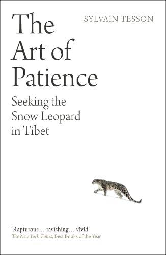 Book cover with a snow leopard walking on a white background, black text.