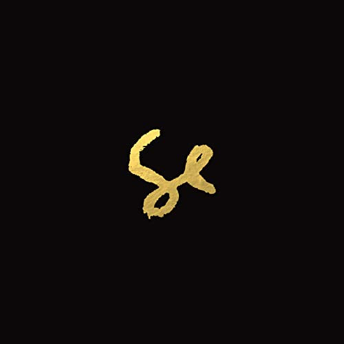 Gold handwritten letters SE centered on a solid black background.