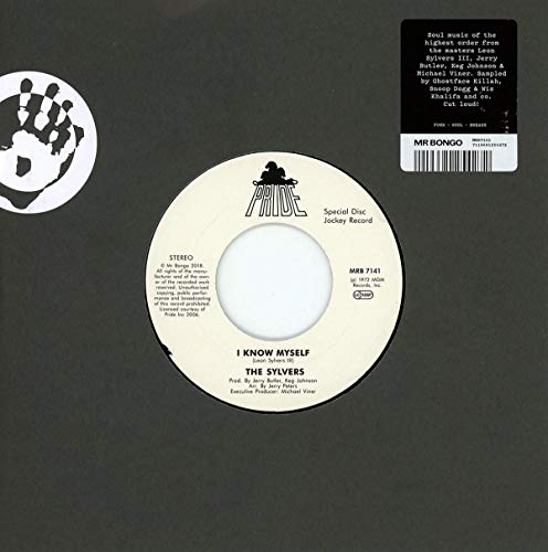 Vinyl record sleeve with a white 7-inch vinyl record and barcode.
