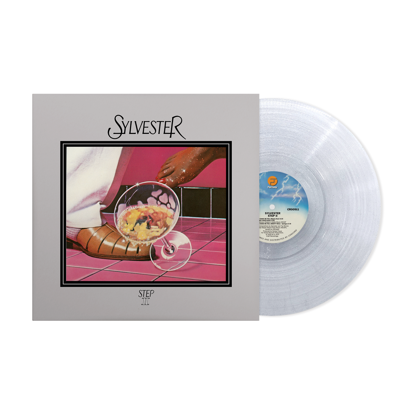 Sylvester’s “Step II” glitter vinyl LP with colorful cover art.