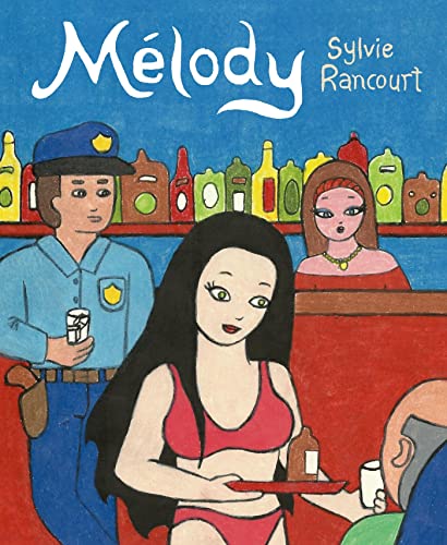 Book cover: illustrated woman in a bikini, bar scene, police officer.