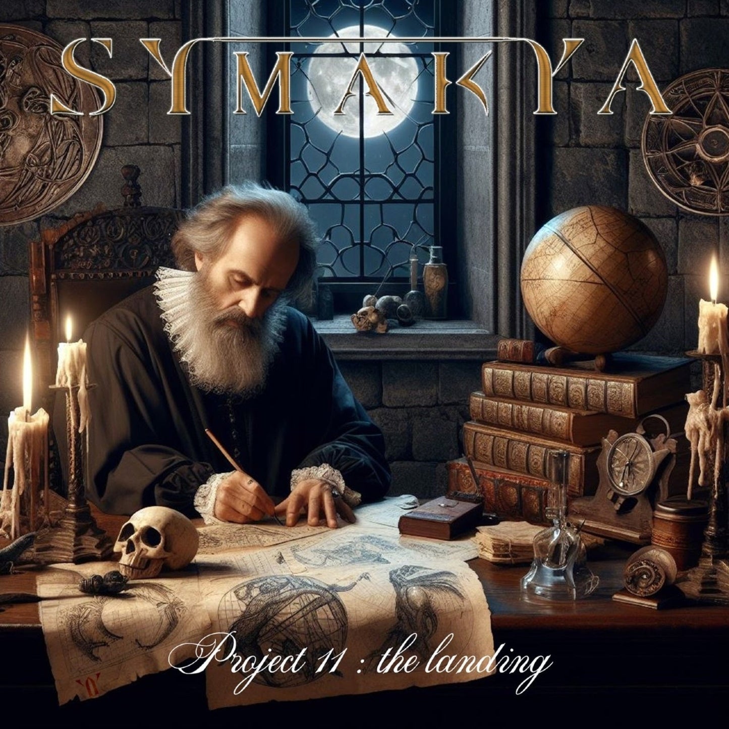 CD cover: an elderly scholar writing by candlelight in a stone room.