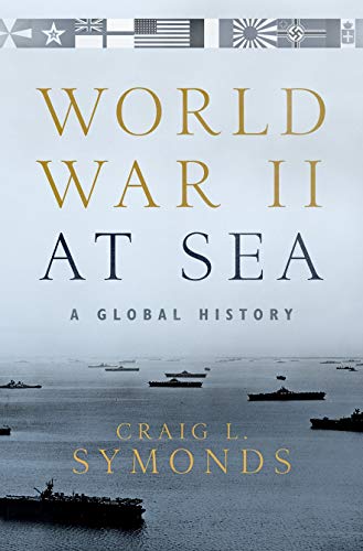 Book cover for "World War II at Sea" with naval ships and flags.