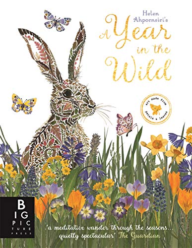 Book cover: hare in wildflowers with butterflies, patterned illustration.