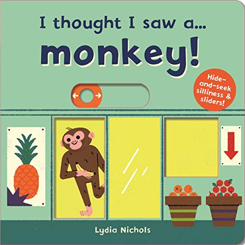 Children’s book cover with a brown monkey peeking through a doorway.