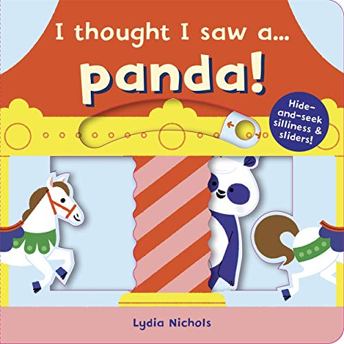 Children’s book cover with a panda partially hidden behind a red slider.