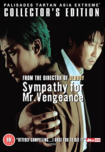 DVD cover for “Sympathy For Mr. Vengeance” featuring two men in shadow.