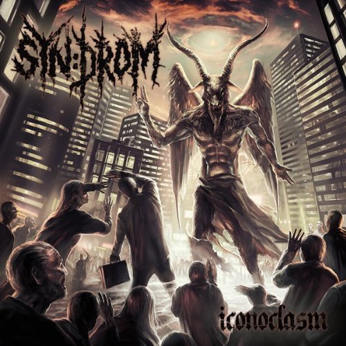 CD cover art: demonic figure towering over a city and crowd.