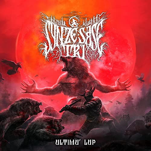 CD cover: Bear-like creature, warrior, and ravens against a red moon.