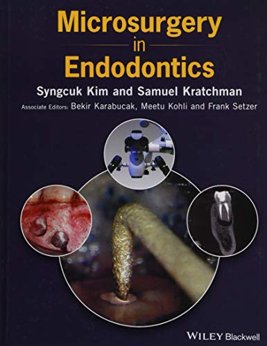 Book cover titled Microsurgery in Endodontics featuring medical imagery of dental surgery and equipment.