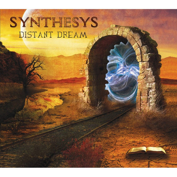 CD cover: stone archway with glowing portal, landscape, and open book.