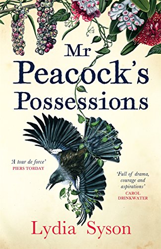 Book cover: “Mr Peacock’s Possessions” with a bird and floral illustration.