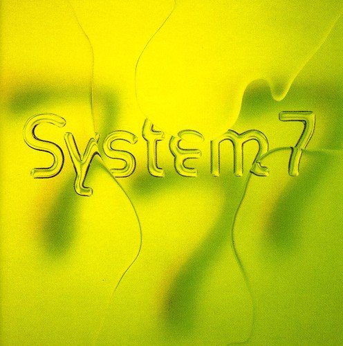 Yellow CD cover for System 7’s “777” with flowing, blurred text.