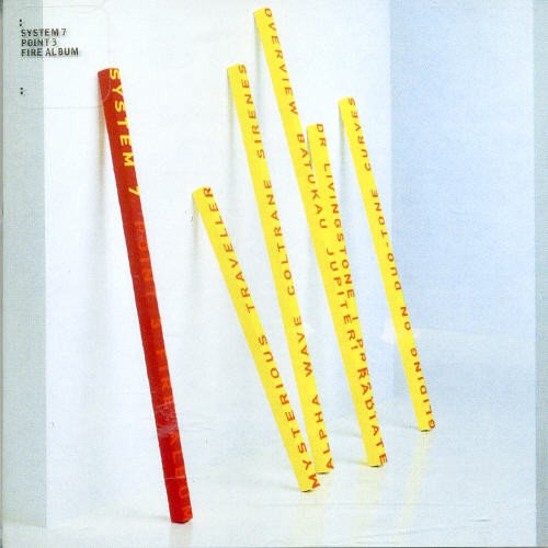 Album cover for System 7 - Point 3, featuring angled yellow and red bars.