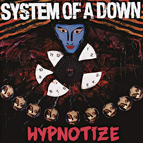 System Of A Down "Hypnotize" album cover with a blue face and clock imagery.