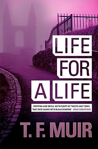 Book cover: "Life For A Life" with a gothic church and stone wall.