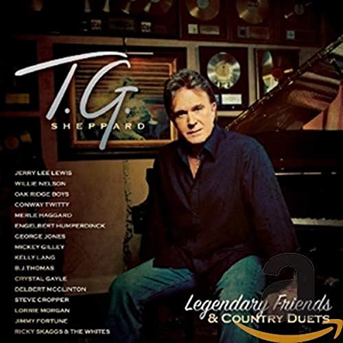 T.G. Sheppard CD cover with artist portrait and gold records background.