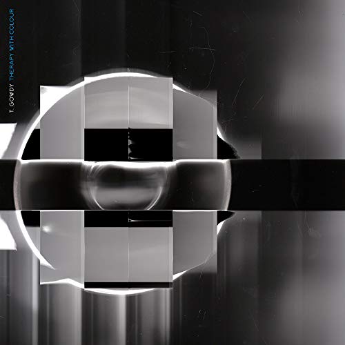 Abstract album cover with grayscale blocks and distorted circular shapes.