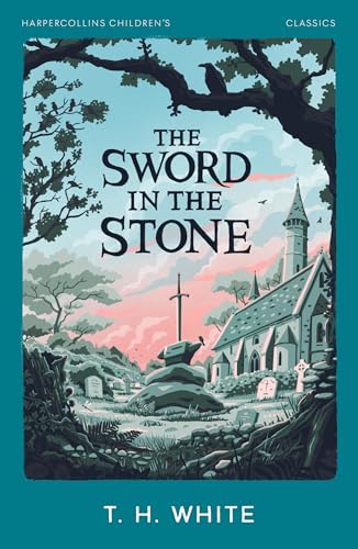 Book cover for "The Sword in the Stone" with a castle and trees.