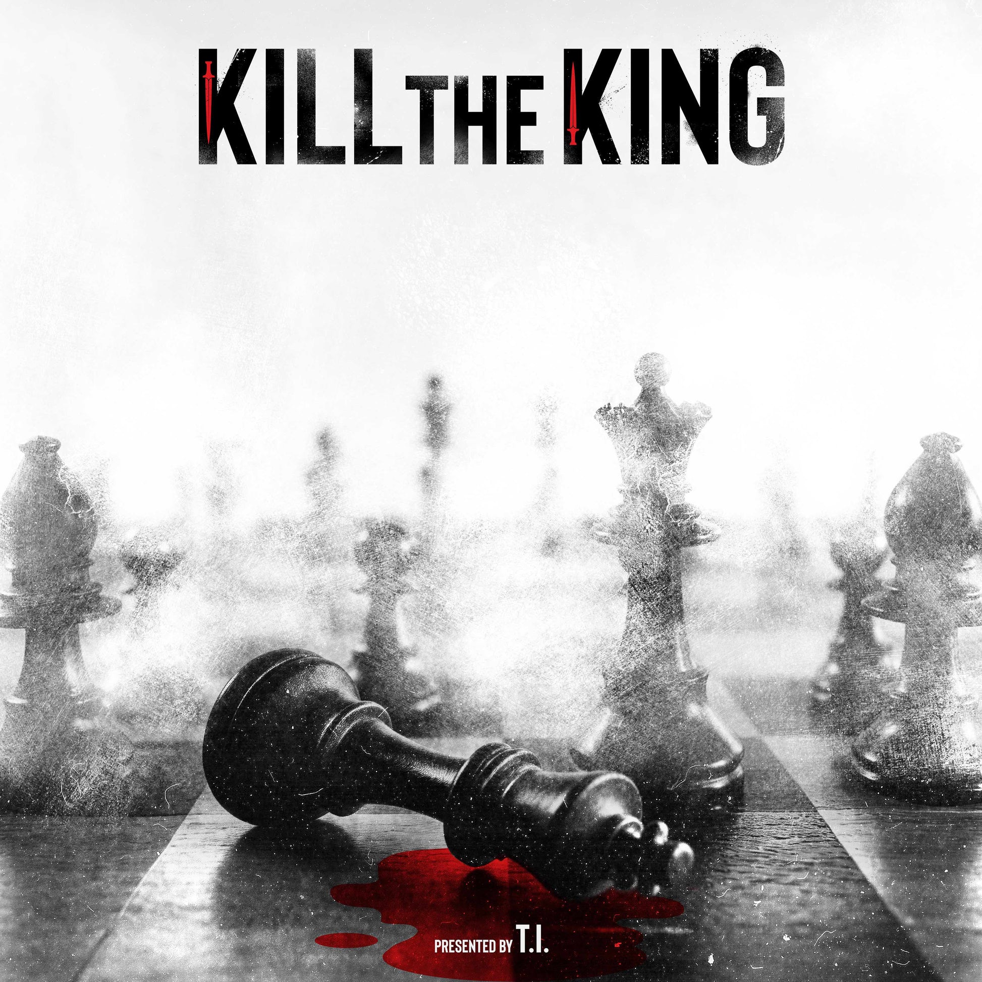 Album cover for T.I.'s "Kill the King" featuring fallen chess pieces.