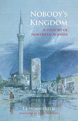 Book cover: "Nobody's Kingdom," featuring a watercolor painting of a minaret.