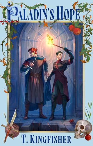 Book cover: two figures with weapons stand before a glowing doorway.