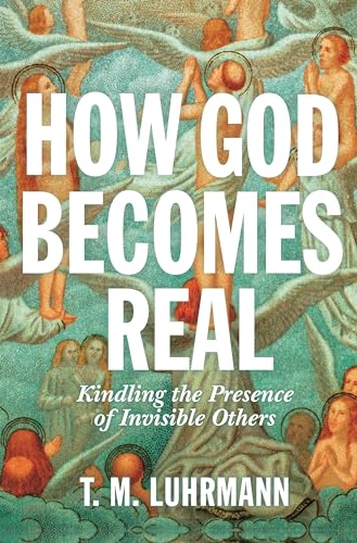 Book cover with large white text over a Renaissance-style angelic painting.