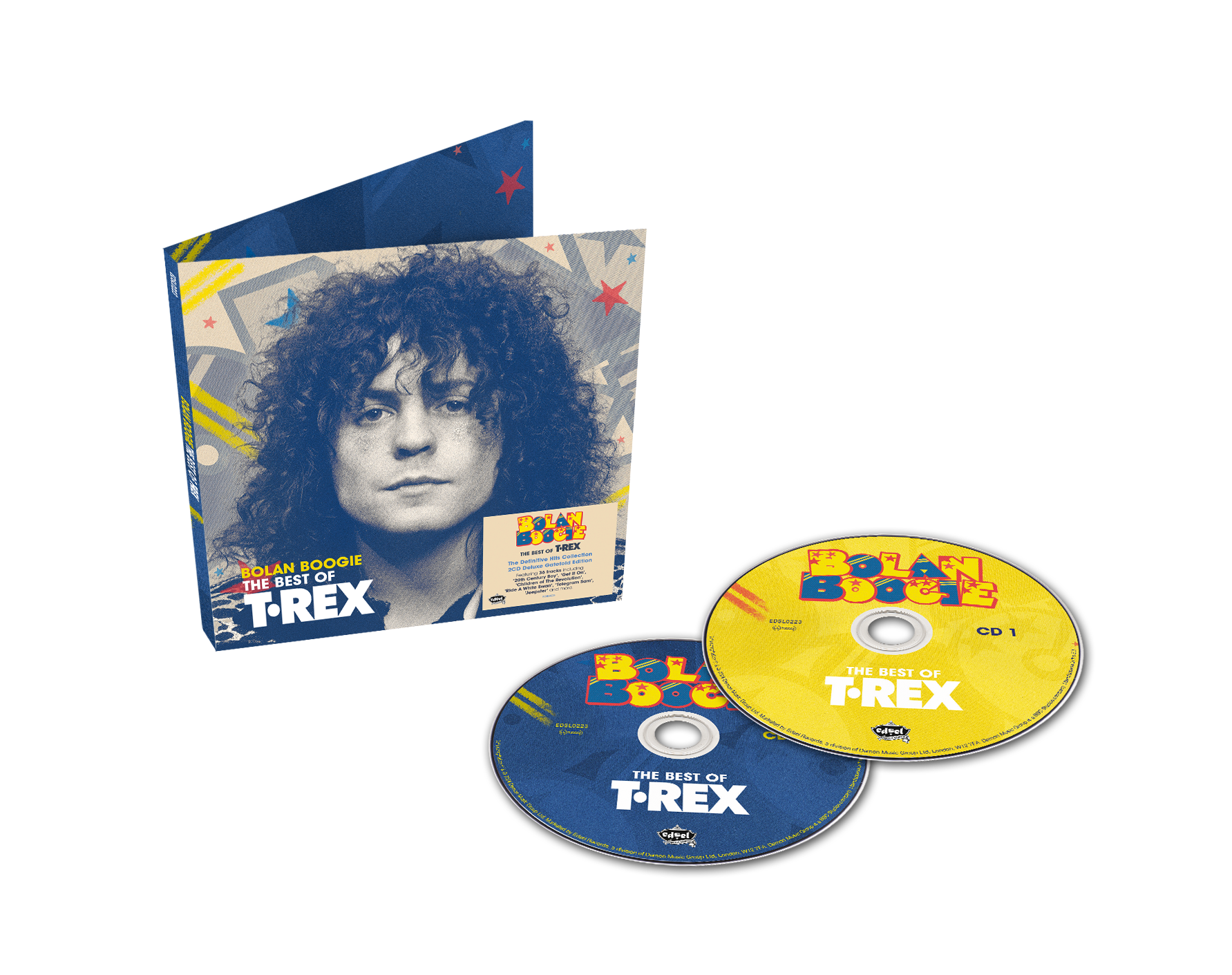T. Rex Bolan Boogie 2CD set with gatefold cover and yellow and blue discs.