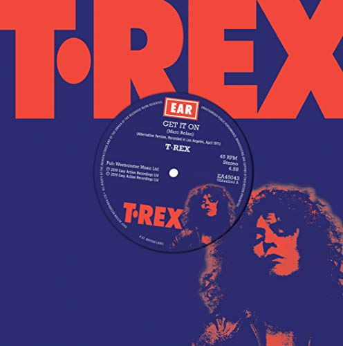 Red T-Rex vinyl record with band members’ images and label details.
