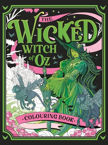 Cover of “The Wicked Witch of Oz” colouring book with green witch illustration.