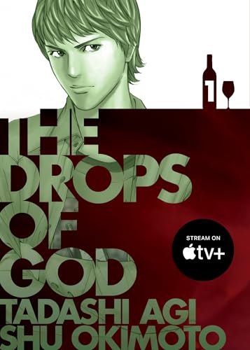 Manga cover with a young man, wine bottle, and glass on maroon background.