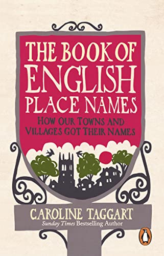 Book cover with a sign-shaped design and a village landscape.