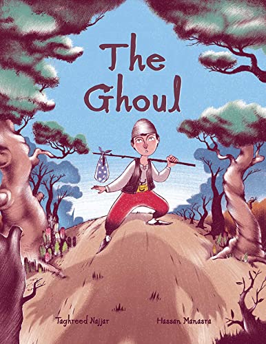 Book cover: illustrated boy with a walking stick in a forest.
